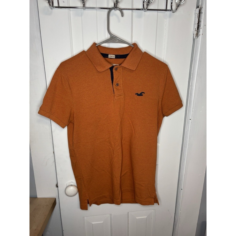 VTG Hollister Men's Orange Polo Shirt Size S Short Sleeve Stretch